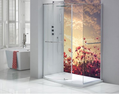 PASTELOWA ŁĄKA - panel szklany do łazienki