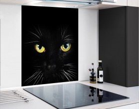 BLACK CAT - panel szklany - grafika