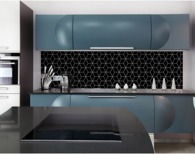 BLACK GEOMETRY DASCH - hartowany panel szklany do kuchni