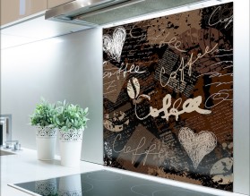 NAPIS COFFEE - hartowany panel szklany typograficzny